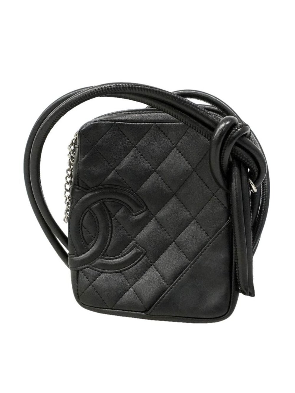 Chanel Shoulder Bag Cambon Lambskin Black Silver